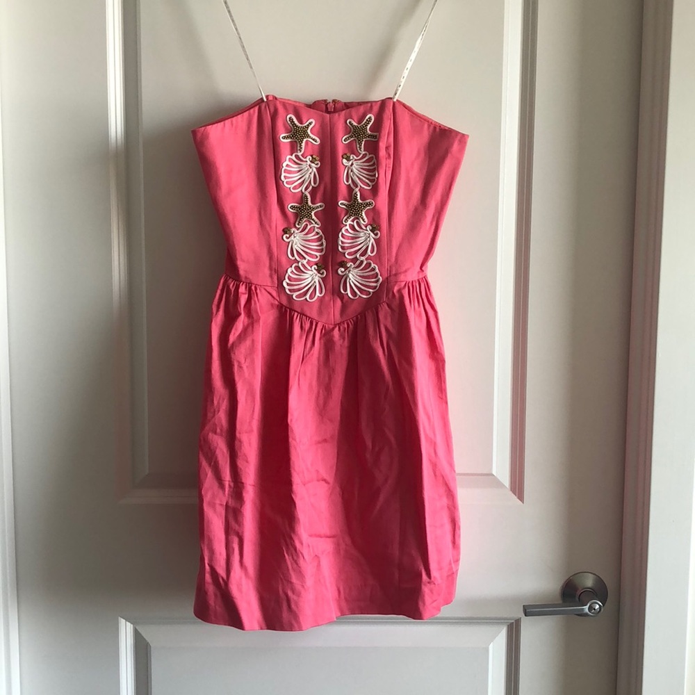 Lilly Pulitzer seashell starfish strapless dress